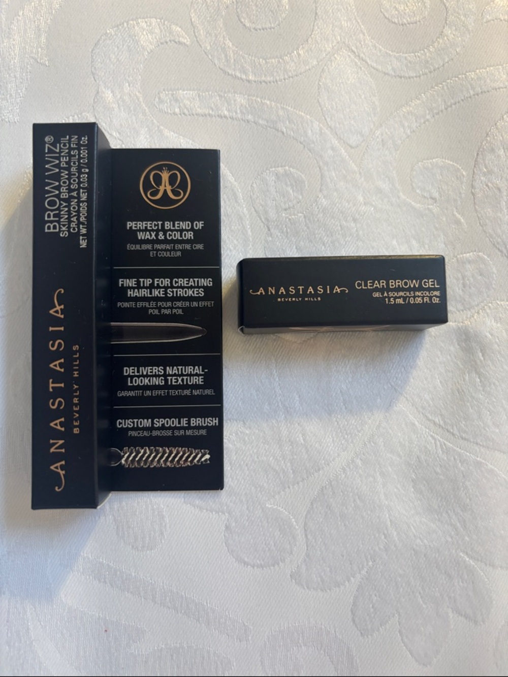 Anastasia Beverly Hills Brow Wiz Skinny Brow pencil, and Clear Brow Gel